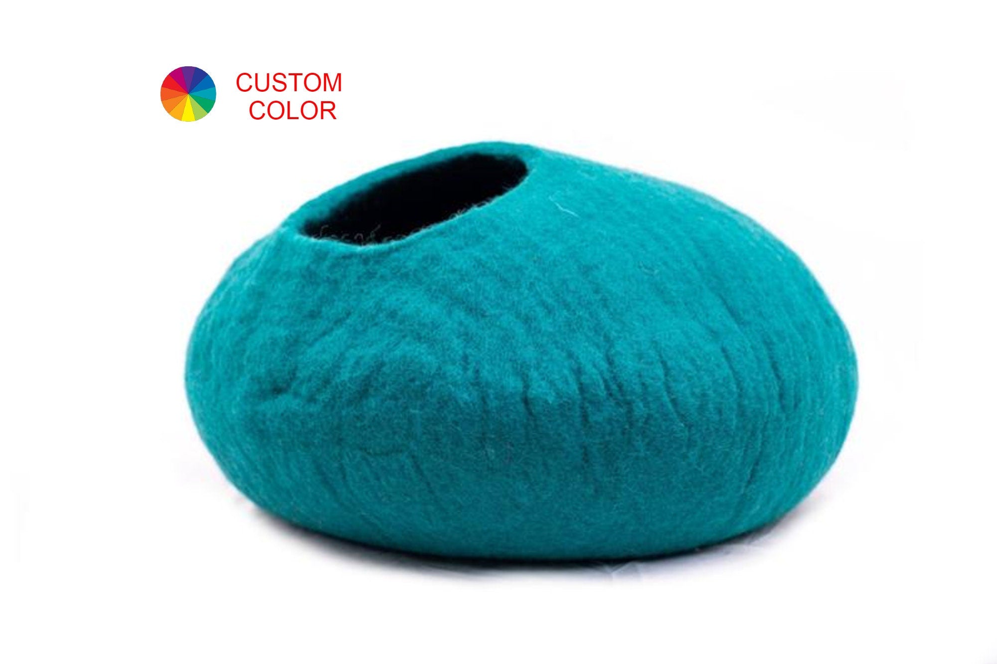 Felt Cat Cave - Round Cat Nap Cocoon Gifts For Pets -From Nepal - Felt Pet Bed