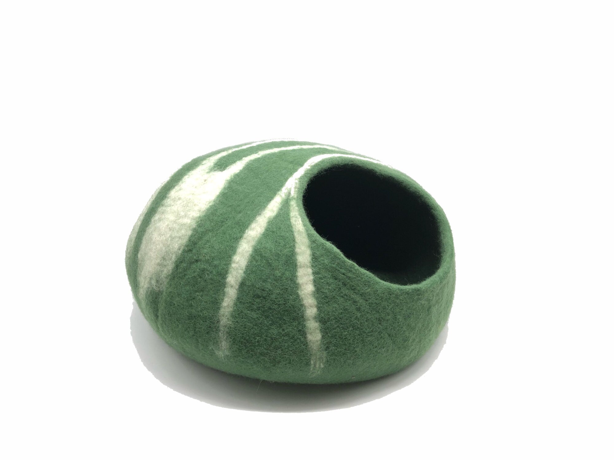 Green Wool Cat House- Large Cats Cave, Cat Bed- Wool Kitty Bed- Small Dog Bed- Handmade And All Natural