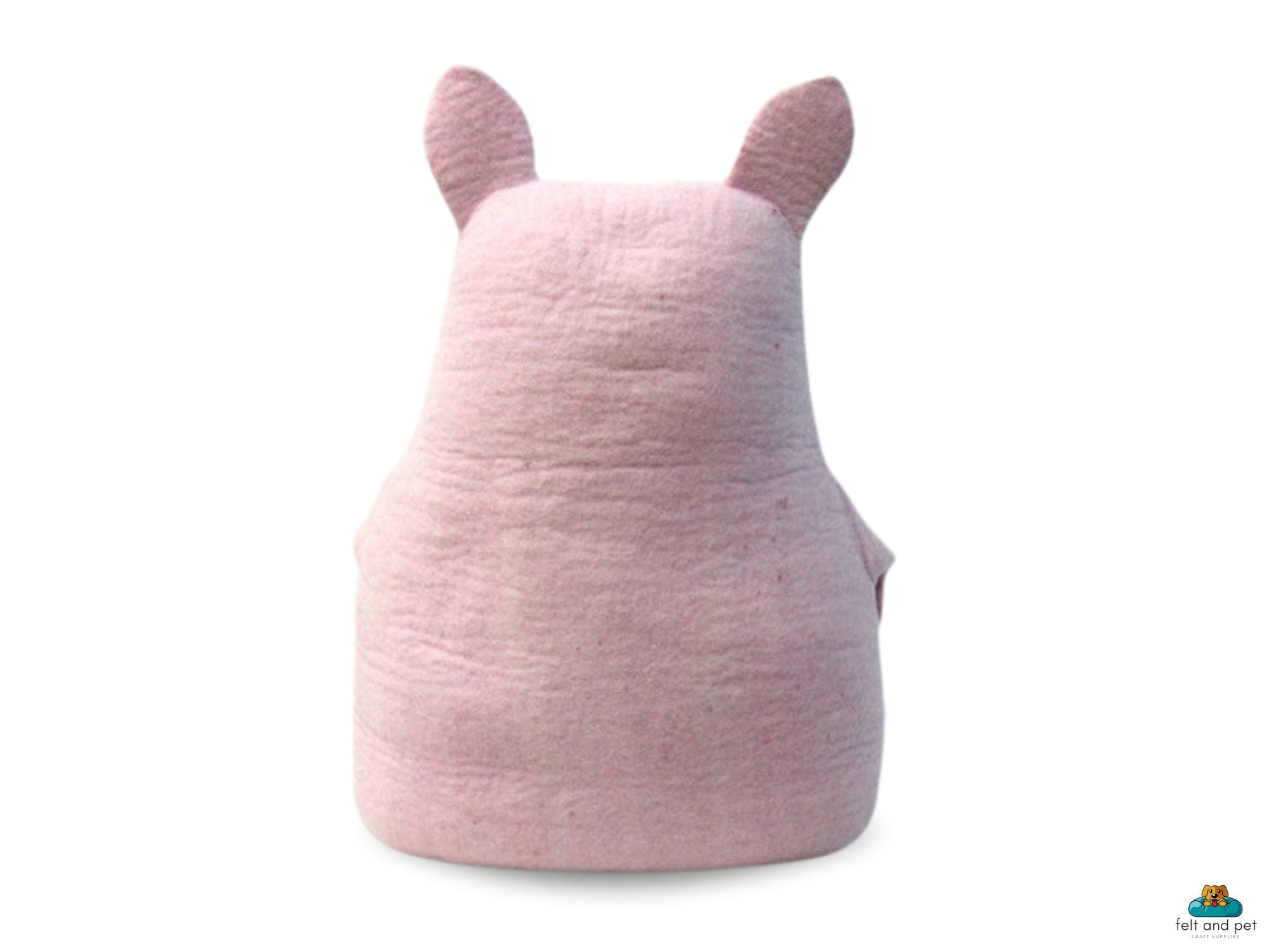 Pink Fox Felted Cat Cave | Natural Wool Pet Bed (45cm)