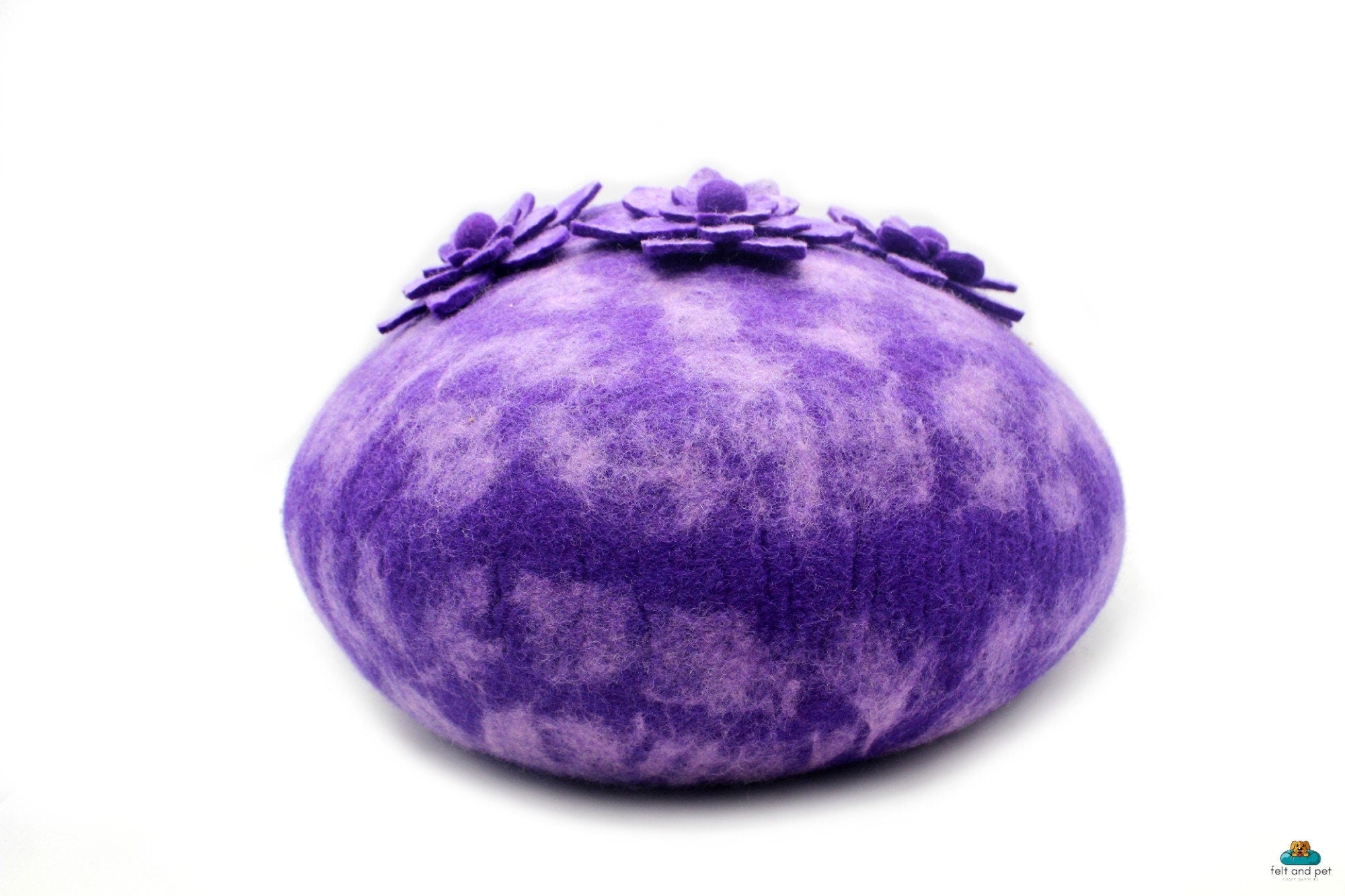 Pet Furniture - Floral Cat Nap Cocoon - Gift For Pet - 100% Pure Wool Cozy Cat Bed