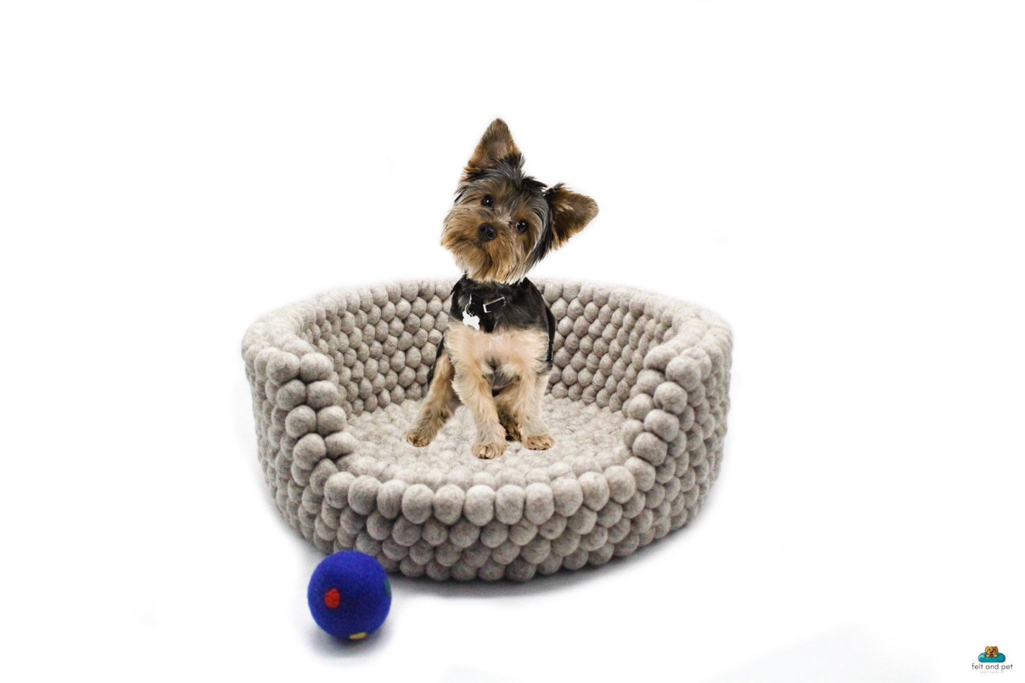 Gray Wool Felt Dog Basket - Kitten House - Modern Dog Bed - Handmade with Love - Organic Wool Bed - Puppy Couch