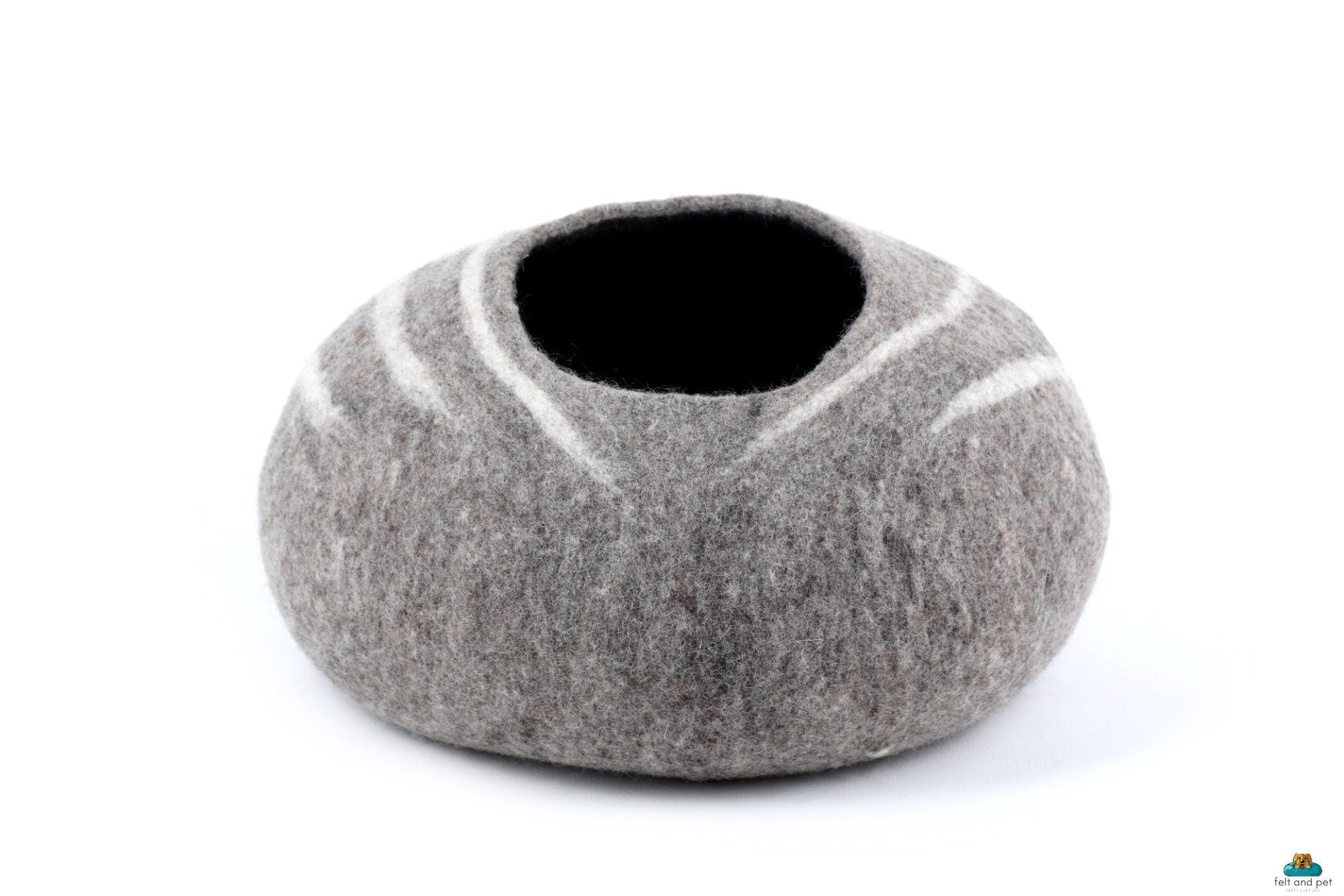 Felt Cat Cave – Striped Wool Cat Bed, Pet House