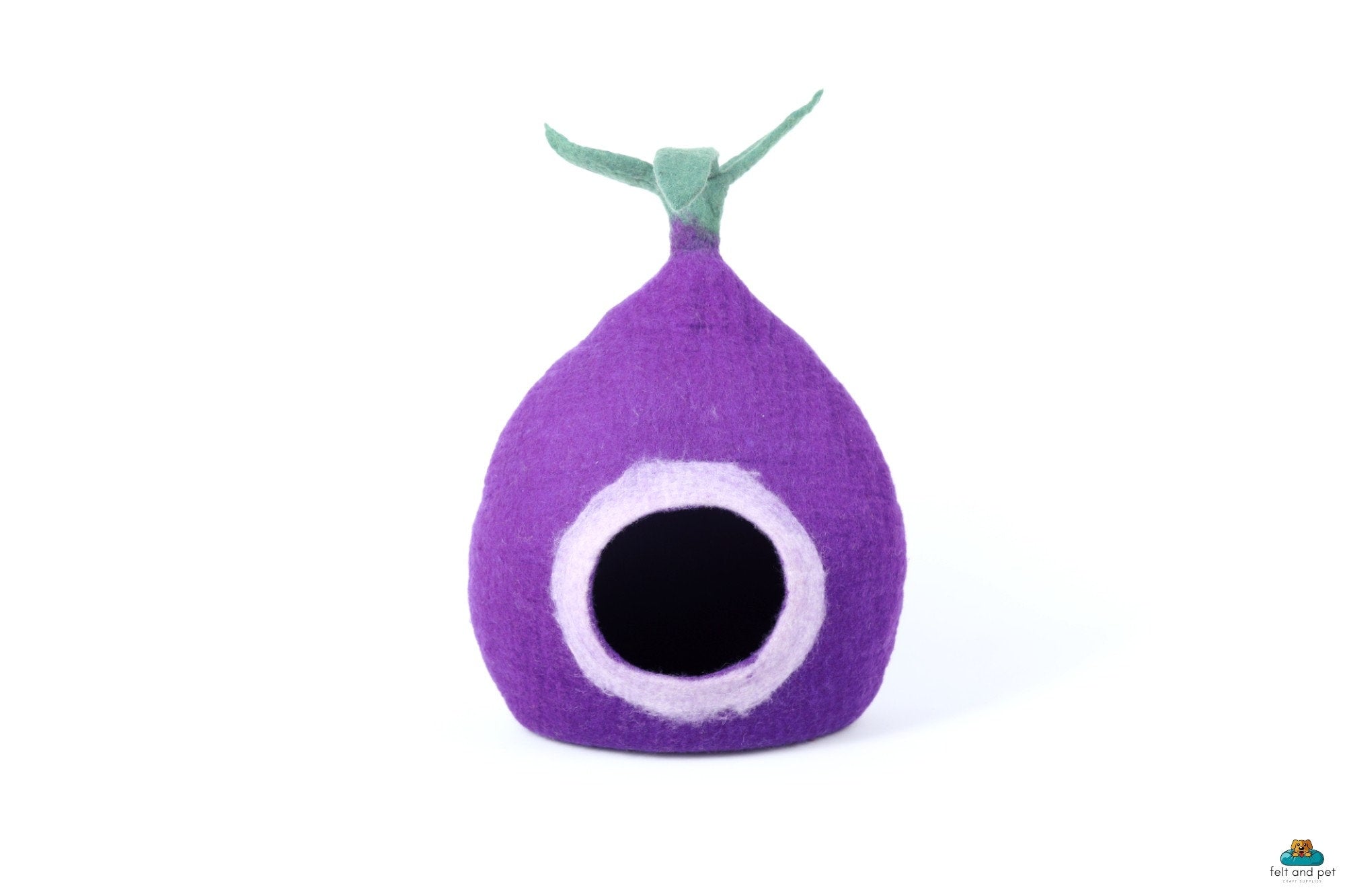 Purple Plum Radish Cat Cave - Handmade Felted Kitten House - Pet Bed - Kitty Bed - Wool Pet Cave - Modern Cat Furniture