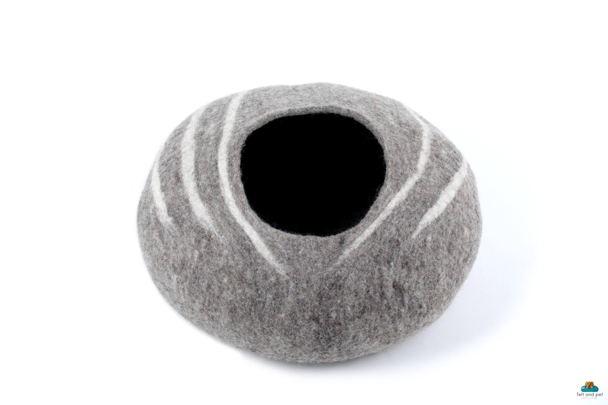 Felt Cat Cave – Striped Wool Cat Bed, Pet House