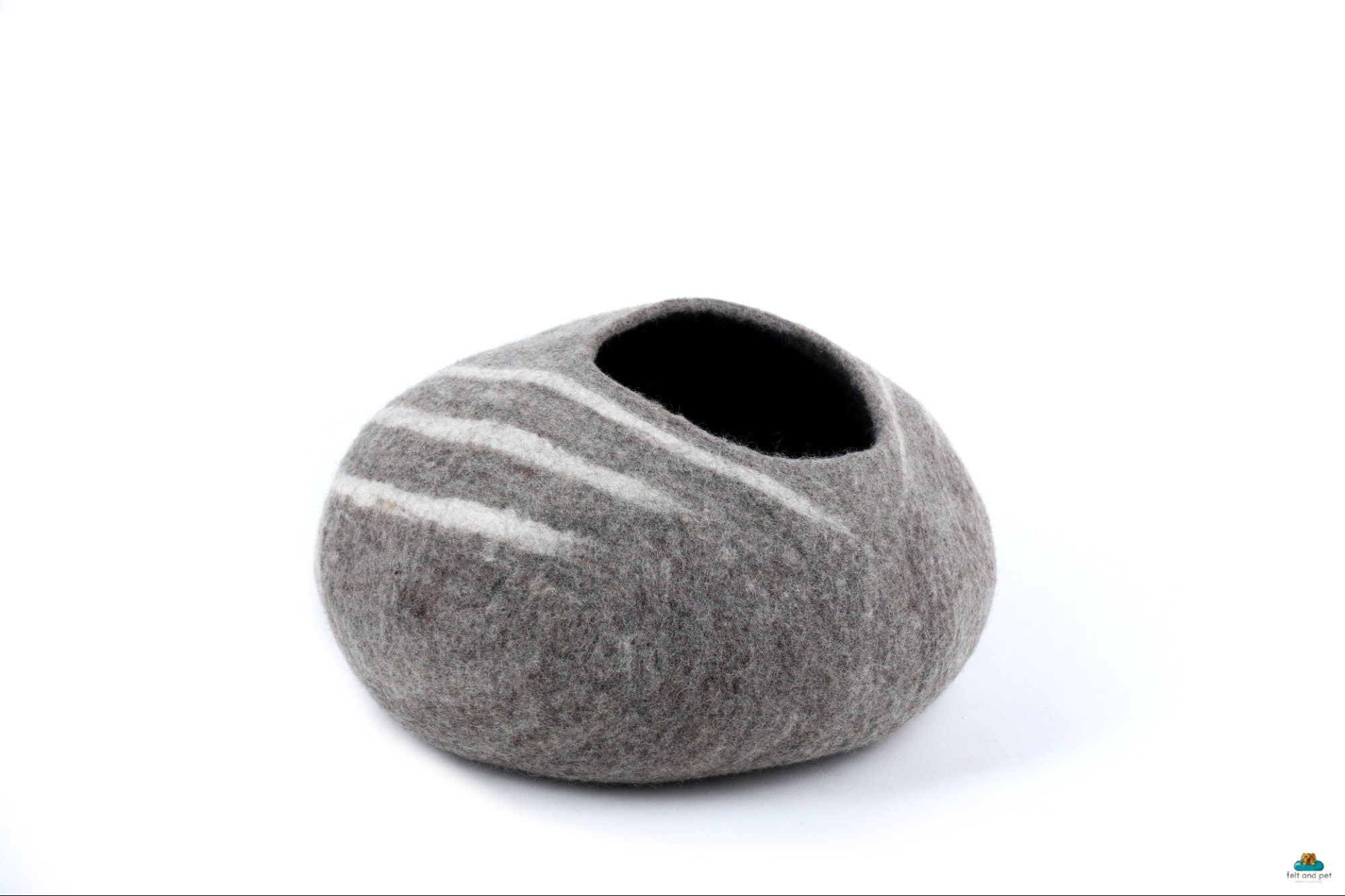 Felt Cat Cave – Striped Wool Cat Bed, Pet House