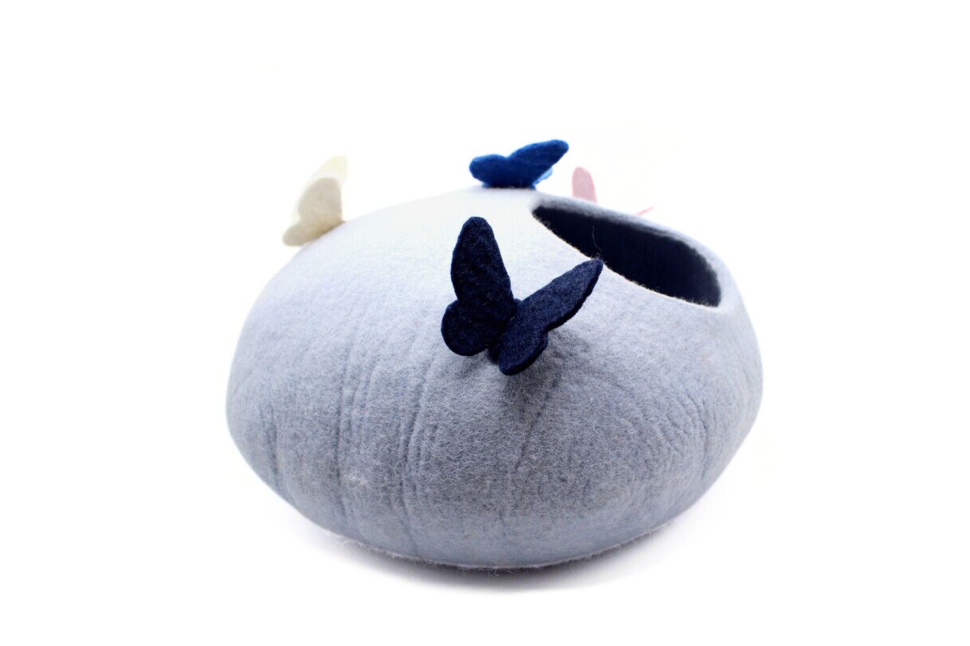 Wool Felt Butterfly Cat Cave Bed - Handmade Cat House - Premium Felt - Free From Toxic Chemicals - Kitty Warmer - Gift For Pets