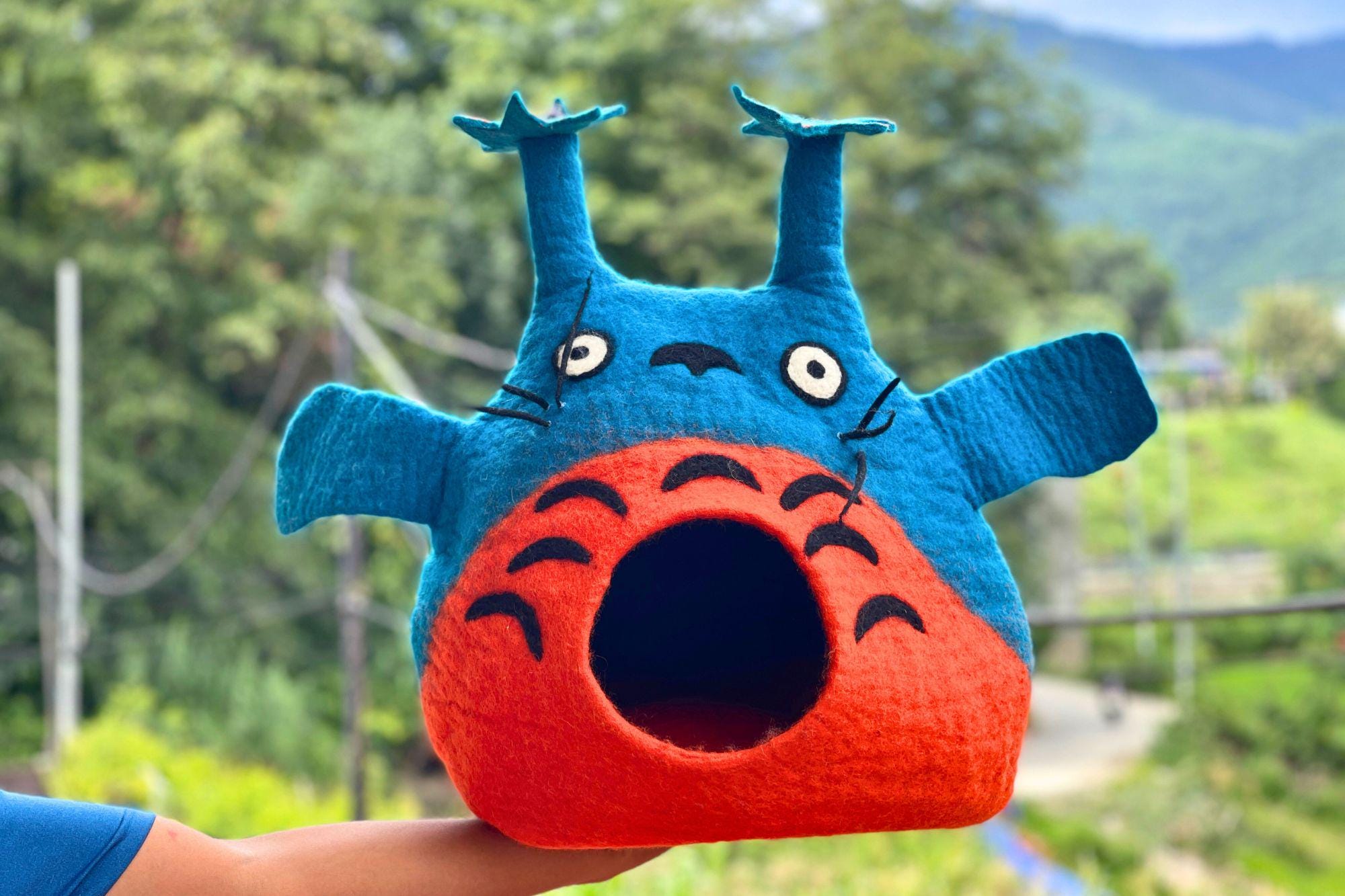 Totoro Designed Wool Cat Cave| Eco-friendly Felt Cat Bed for your Cats| Handmade with Love from Nepal| Safe and Comfortable