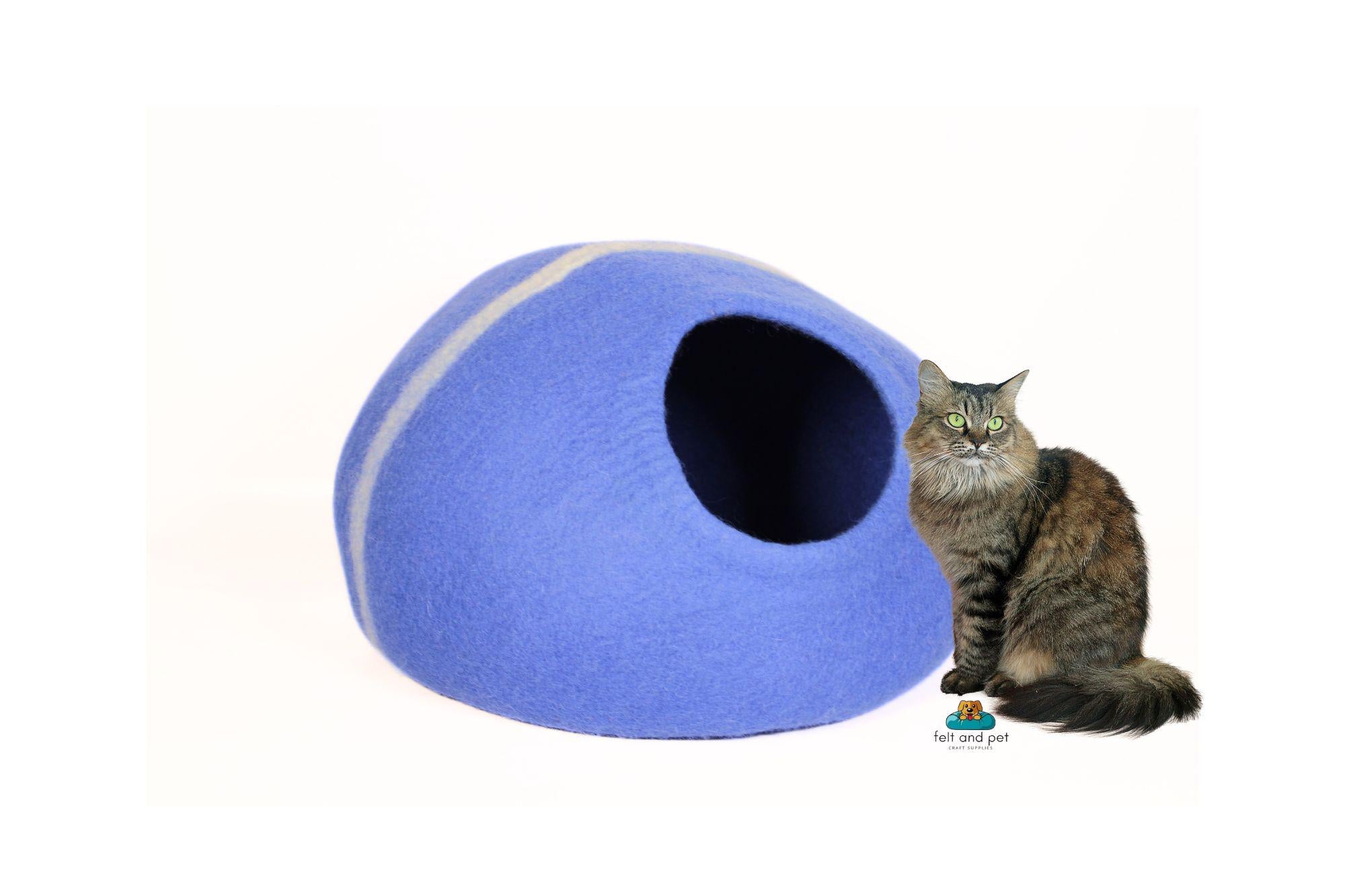 Felt Cat Cave - Wool Felted Pet Bed- Warm & Cozy Kitty House- Handmade Cozy Snuggle Place For Your Pet