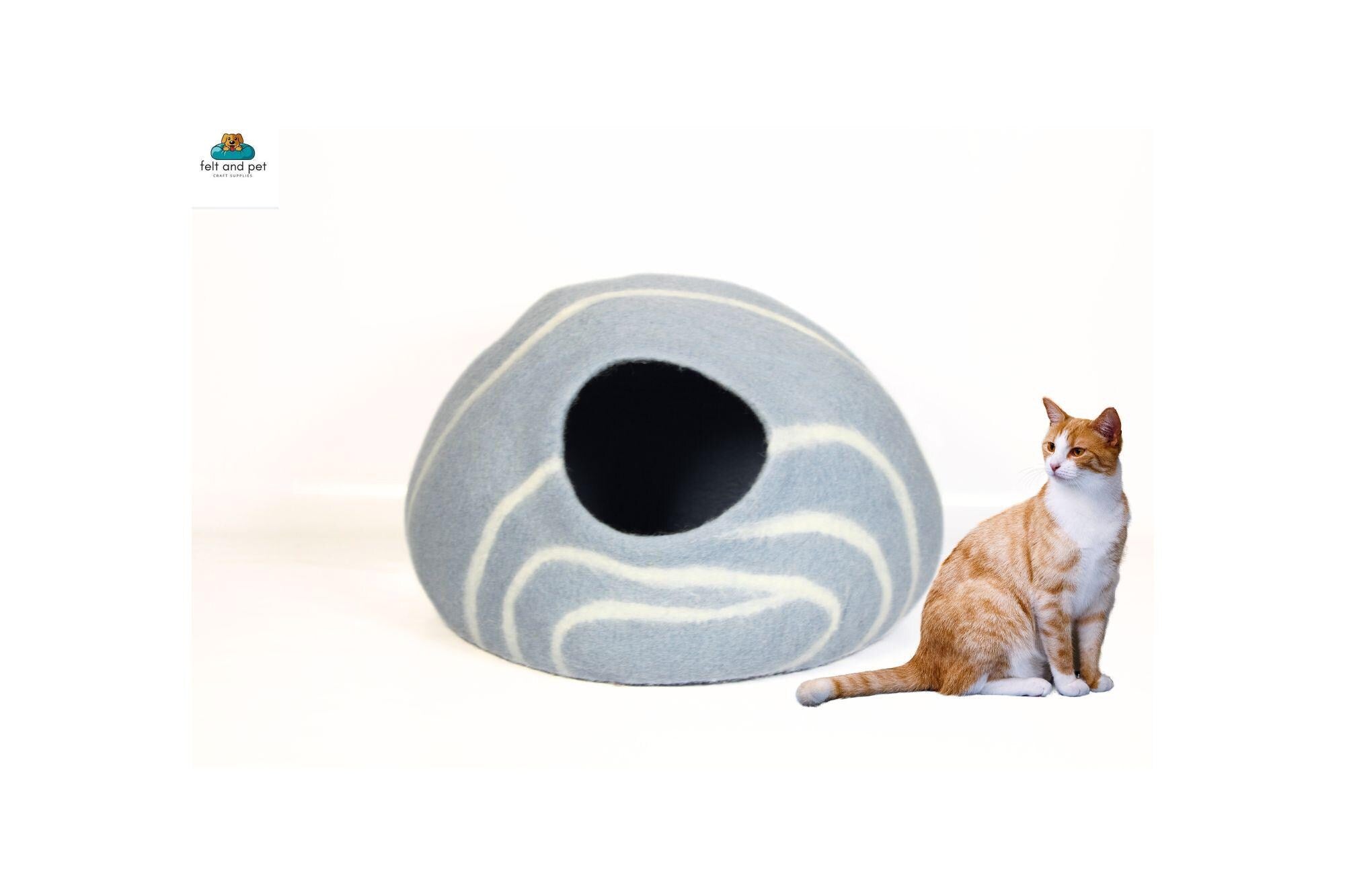 100% Pure Wool Felt Cat Cave - Handmade Wool Cat House - Warm Kitty House- Perfect For All Searsons- Eco-Friendly, And Non-Toxic