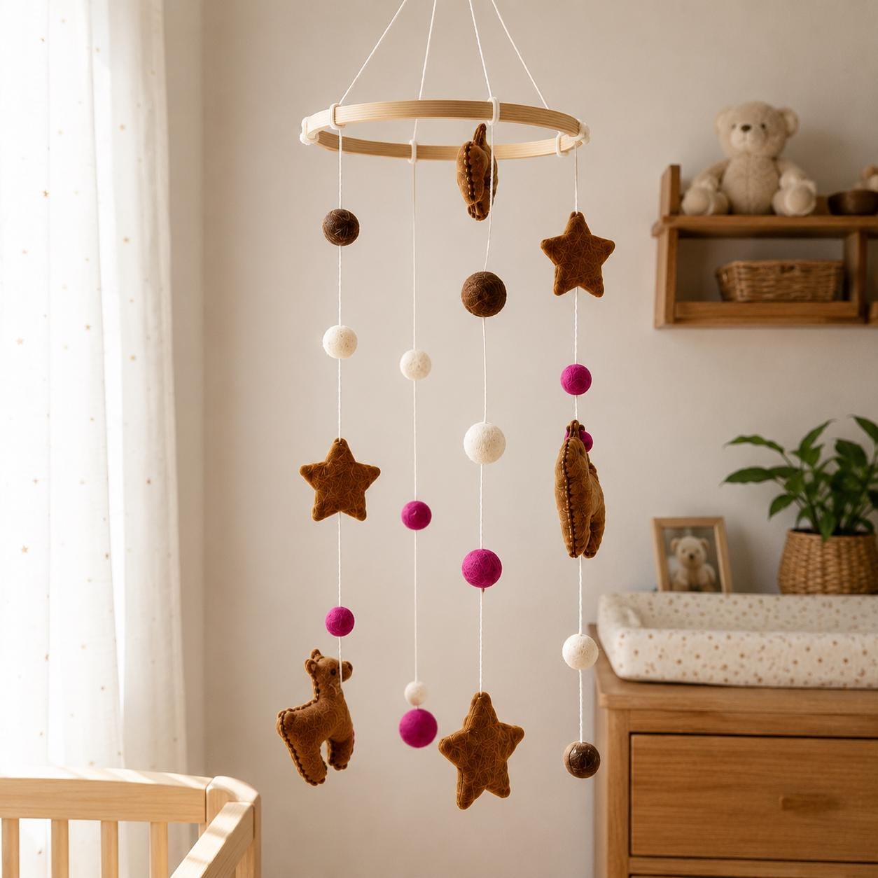 Handmade Felt Alpaca Baby Mobile Decor