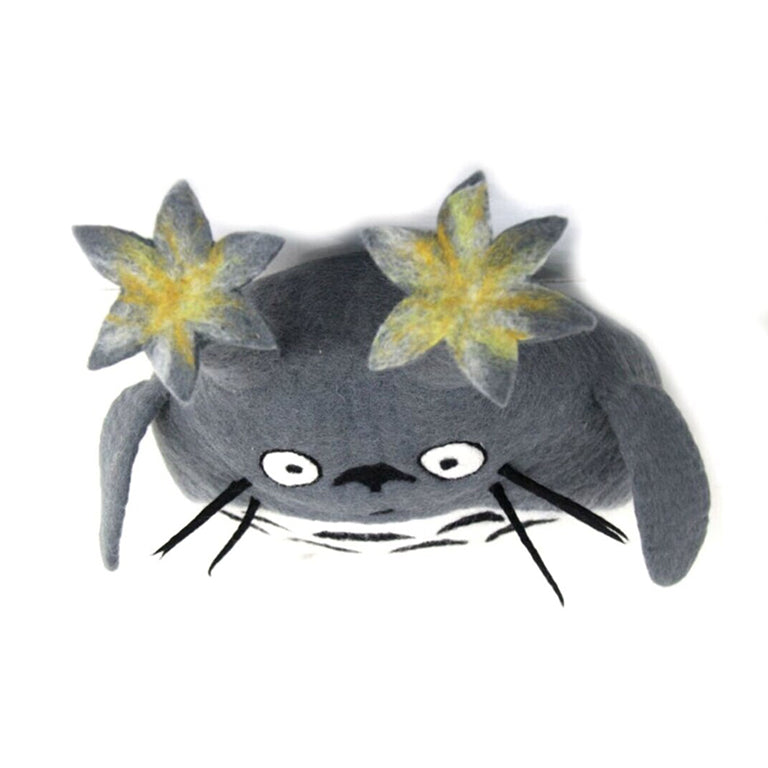 Panier en feutre Totoro pour chat, fait main en laine