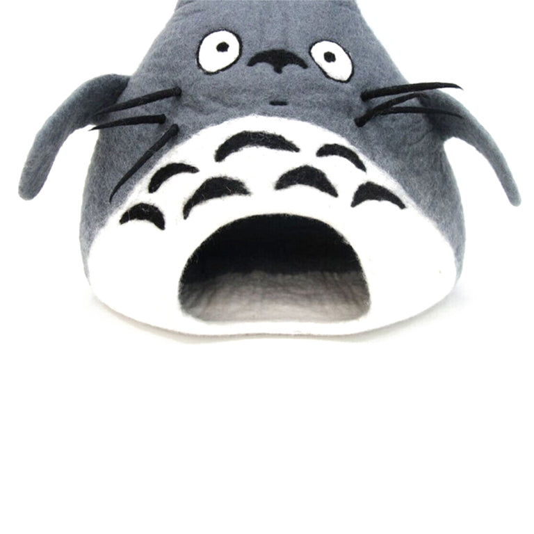 Panier en feutre Totoro pour chat, fait main en laine