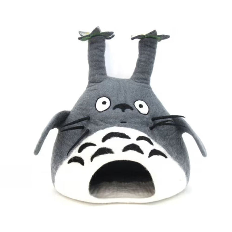 Panier en feutre Totoro pour chat, fait main en laine