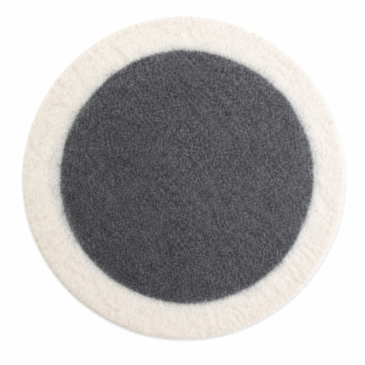 Grey Felt Dog Sleeping Mat with White Edge Wool Pet Bed
