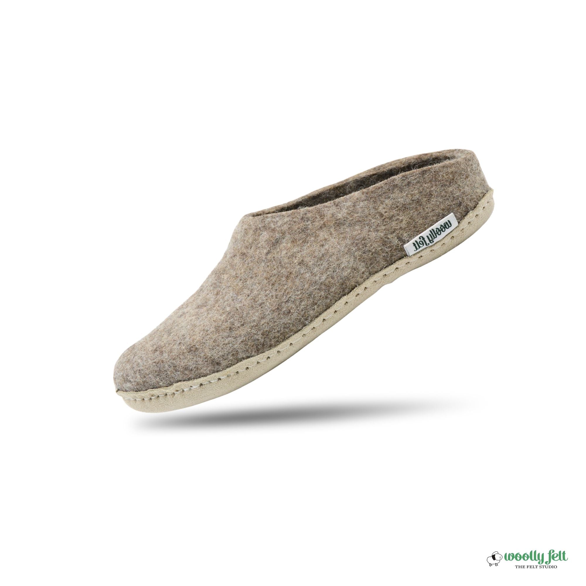 Marbled Brown Handmade Wool Felt Indoor Slipper with Leather Sole