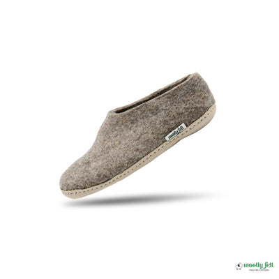 Marbled Brown Handmade Wool Felt Indoor Shoes with Leather Sole