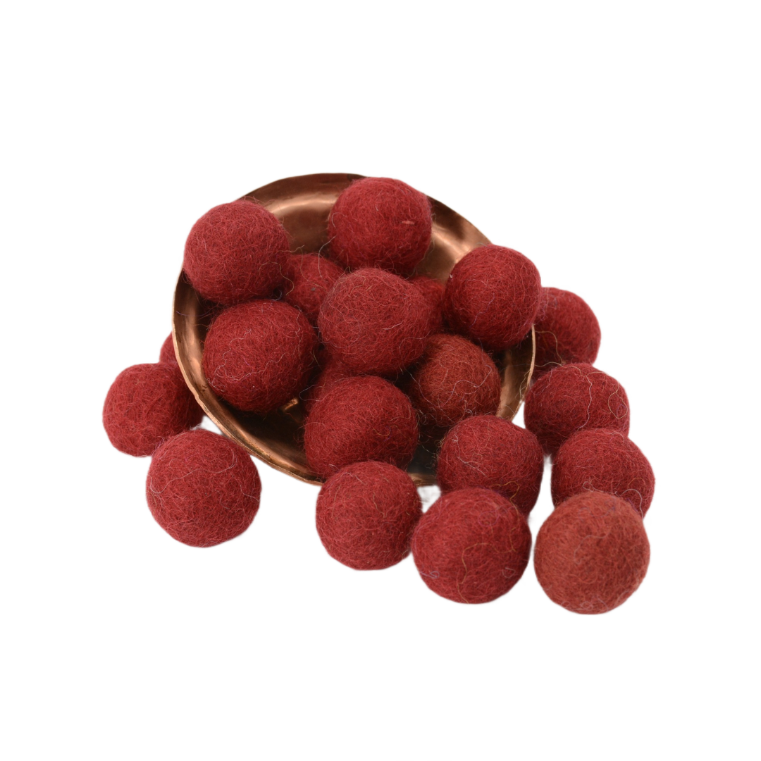 Boules en feutre de laine marron faites à la main Pompons artisanaux