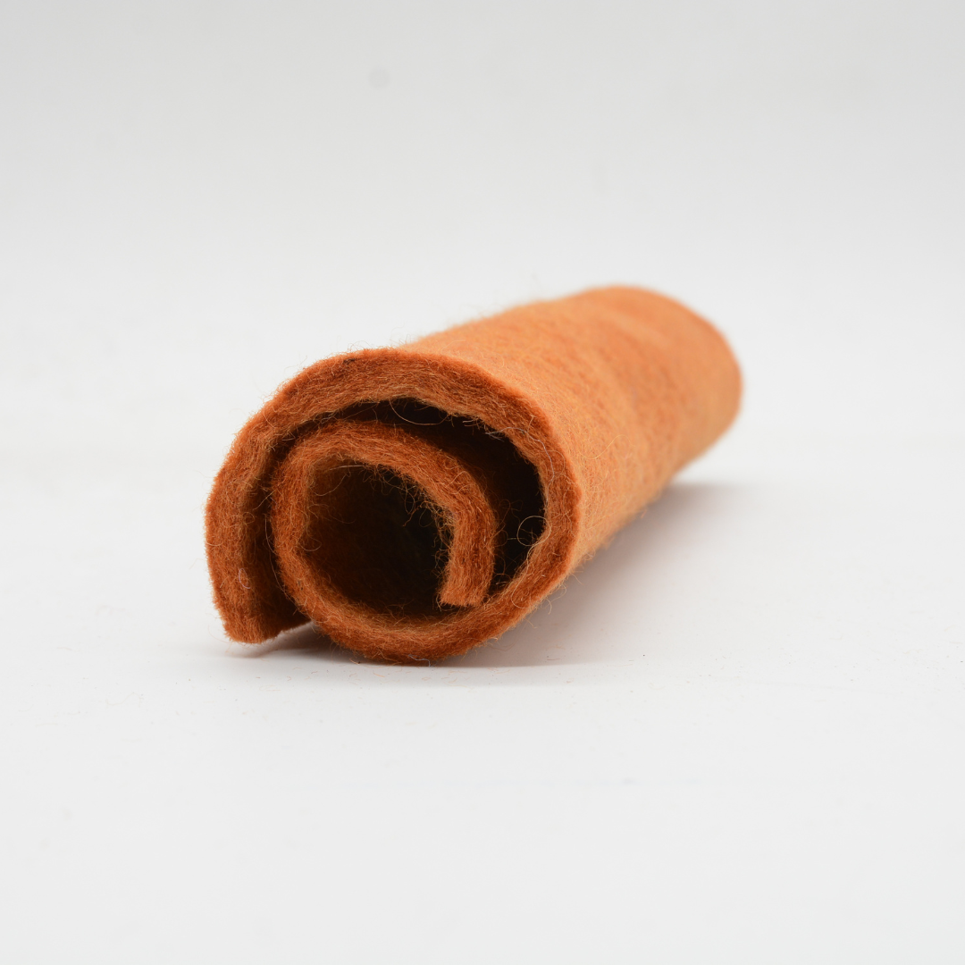 Feutre de laine orange rouille fait main, tissu en feutre pour l'artisanat
