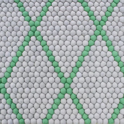 Handgeknüpfter rechteckiger Wollteppich in Grün mit Rautenmuster