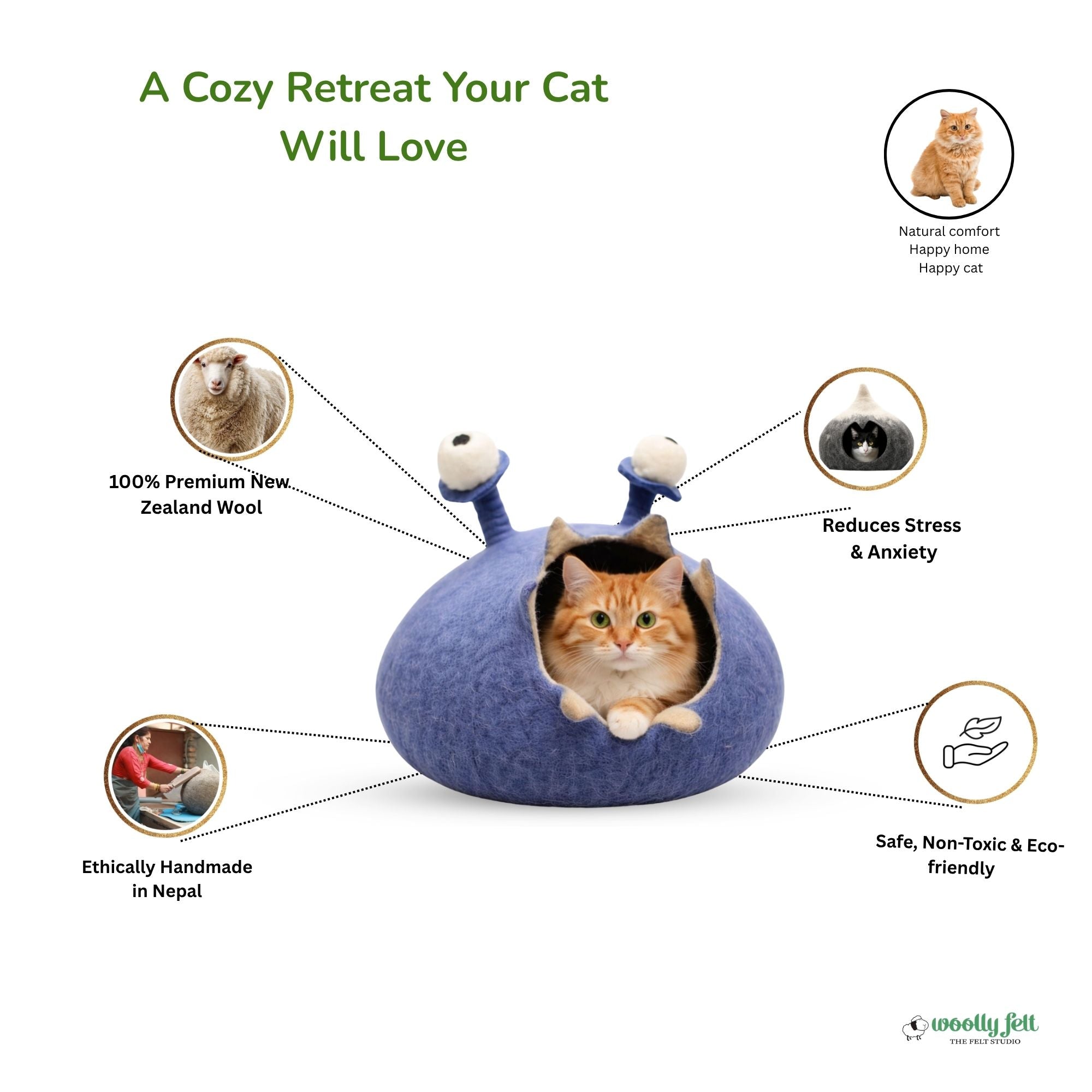 Snail Designed Felt Cat Cave