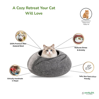 Tri Color Felt Cat Cave Handmade Wool Cat House