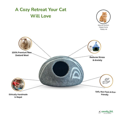 River Stone Handmade Felt Cat Cave |