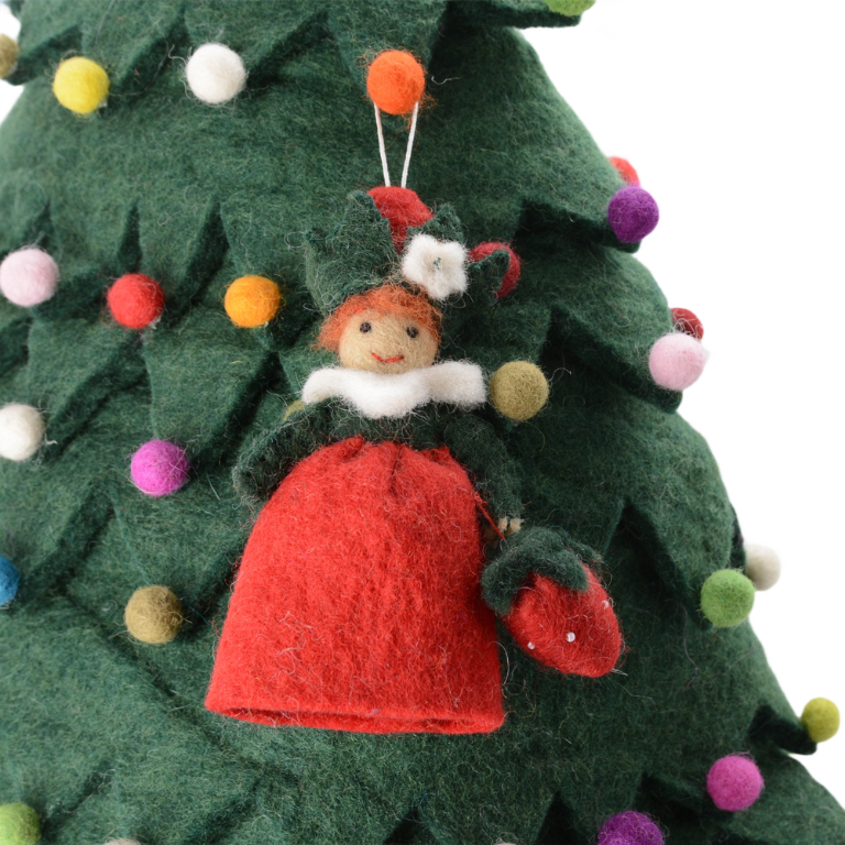 Ornement de Noël en feutrine avec fraise–Poupée décorative–Décoration de Noël
