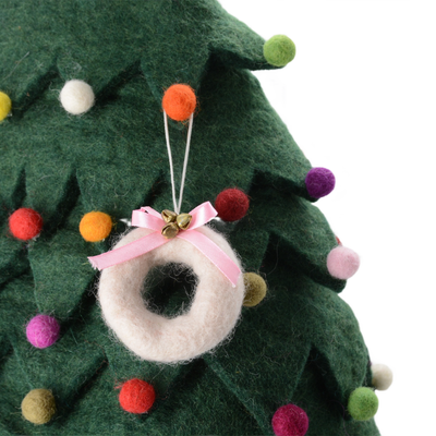 Felt Christmas Tree Topper – Blush Ribbon & Gold Bells