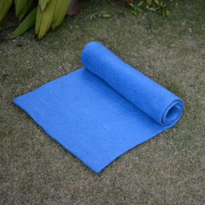 Håndlavet blå uldfilt yogamåtte naturlig meditationsmåtte