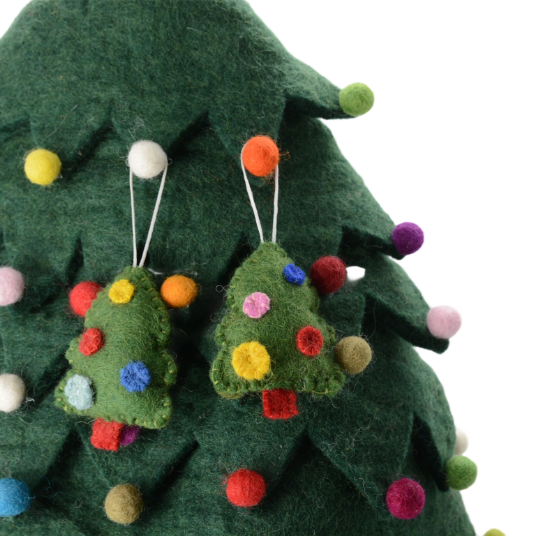 Set of Handmade Felt Christmas Tree Ornaments
