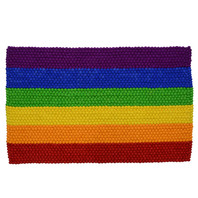 Handgeknüpfter Regenbogen-Wollteppich fürs Kinderzimmer