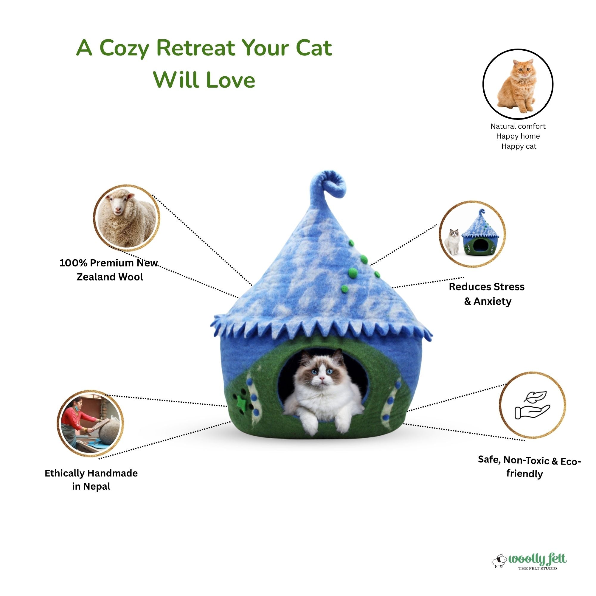 Bluebell Cottage Keçe Kedi Mağarası