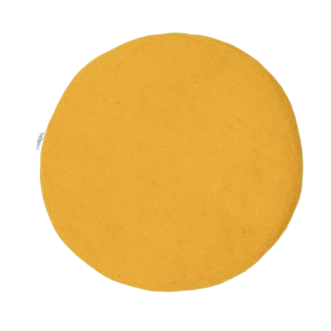 Coussin de chaise en feutre jaune fait main