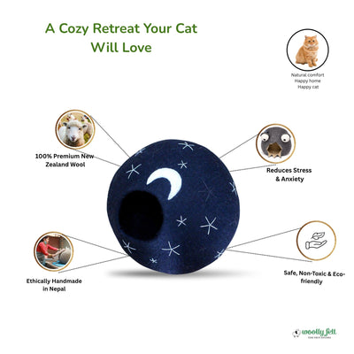 Cachette pour chat en feutre de laine Midnight Sky