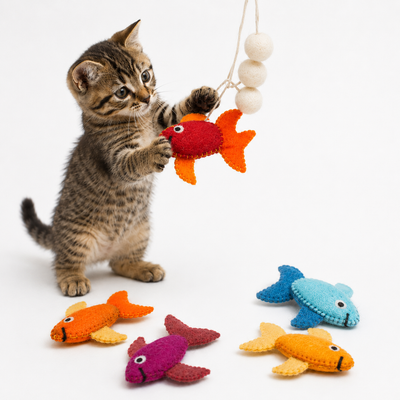 Felt Fish Cat Teaser Toy