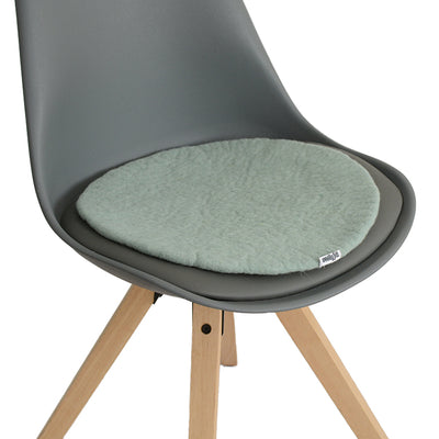 Coussin de chaise plat uni bleu menthe fait main en feutre fin de laine