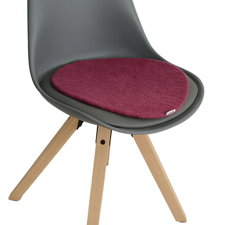 Coussin de chaise en feutre violet uni fait main, fin, en laine