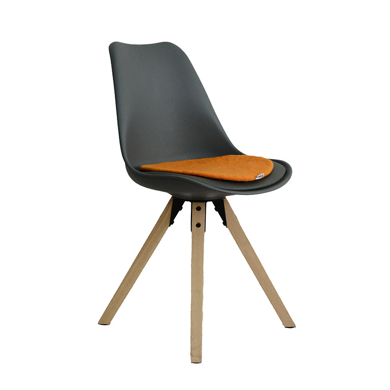 Galette de chaise en feutre plat orange unie faite à la main, coussin d'assise fin en laine