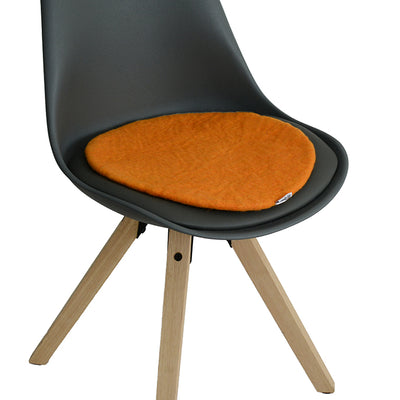 Galette de chaise en feutre plat orange unie faite à la main, coussin d'assise fin en laine