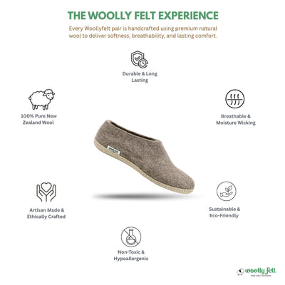 Marbled Brown Handmade Wool Felt Indoor Shoes with Leather Sole