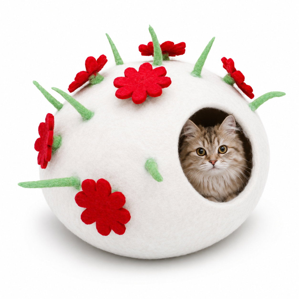 Adorable Felt Cat Cave - Soft, Cozy And Warm Wool Cat Bed - Cats Furniture- Safe & Eco-Friendly Gift for Pet Lovers