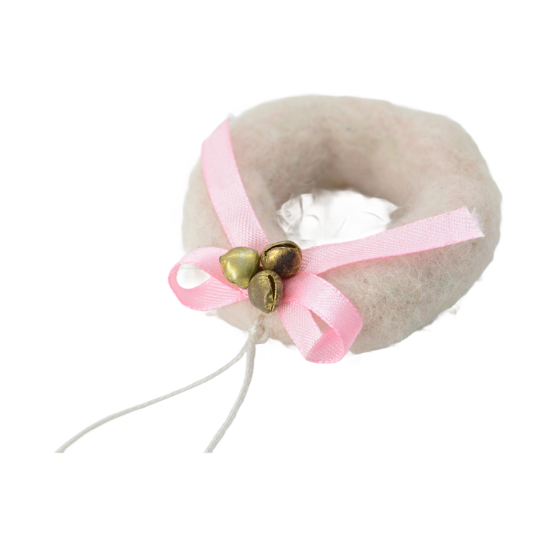 Felt Christmas Tree Topper – Blush Ribbon & Gold Bells
