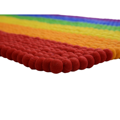 Handgeknüpfter Regenbogen-Wollteppich fürs Kinderzimmer