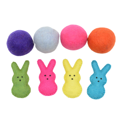 Wool Felt Easter Bunny & Egg Set – Colorful Easter Bunny Decor