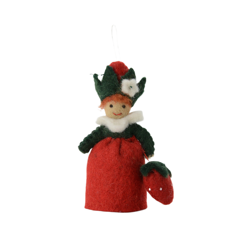 Ornement de Noël en feutrine avec fraise–Poupée décorative–Décoration de Noël