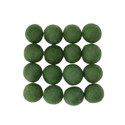 Boules en feutre de laine vert forêt faites à la main Pompons d'artisanat