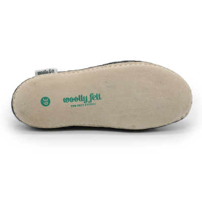 Charcoal Grey Handmade Wool Felt Indoor Slipper with Leather Sole