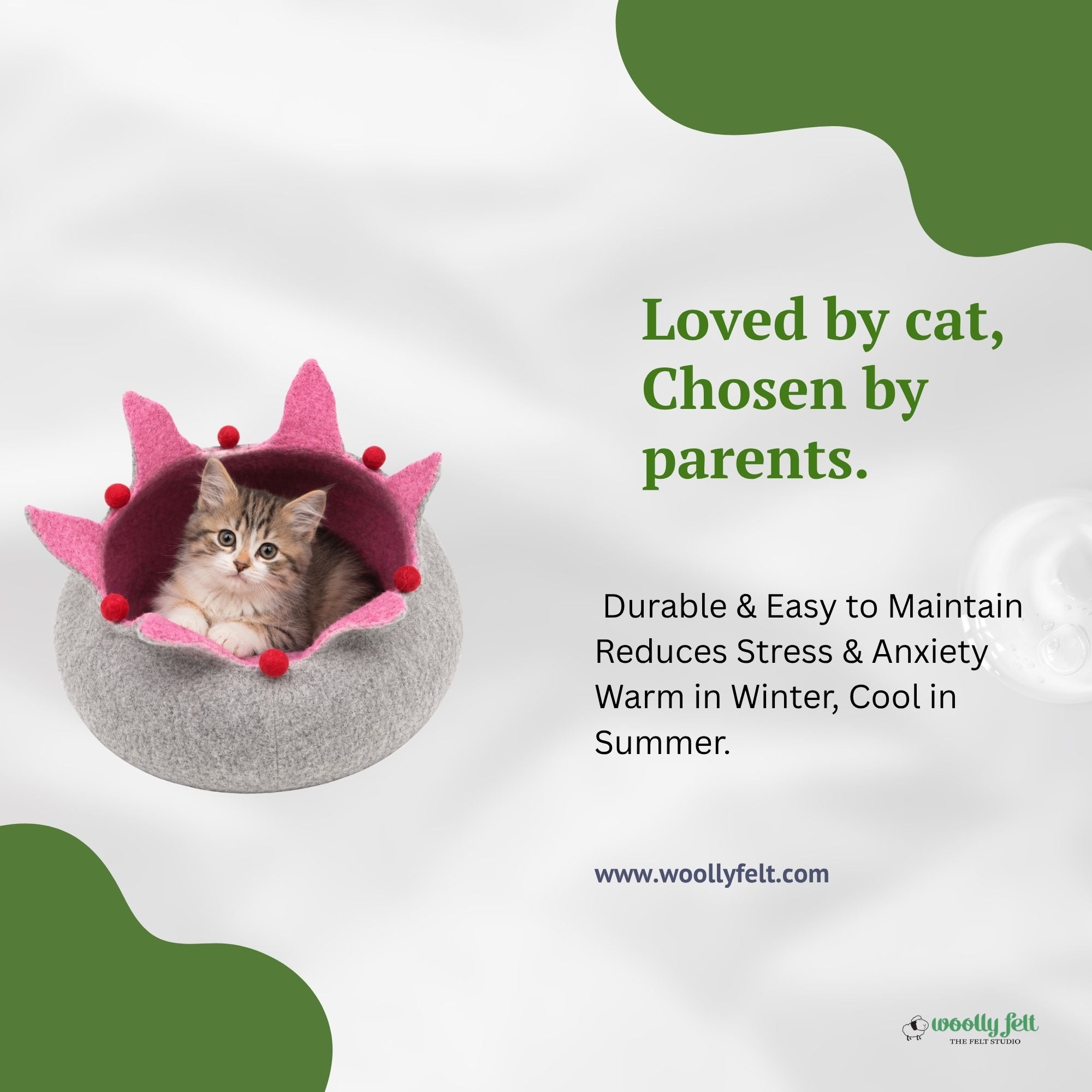 Lotus Felt Cat Bed - Luxury Felt Cat Cave