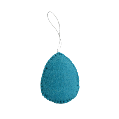 Felted Easter Egg Ornament with Pink Tulip Design