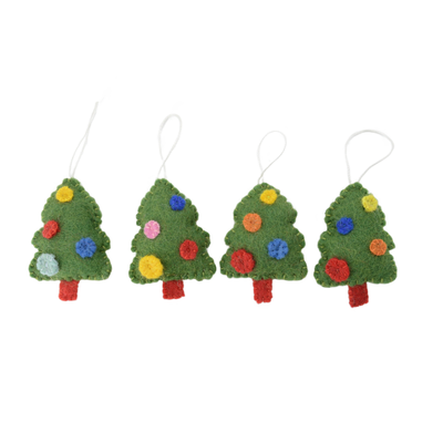 Set of Handmade Felt Christmas Tree Ornaments
